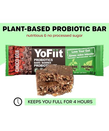 YoFiit Vegan Protein Breakfast Bars - Chocolate Goji (12 Pack) | High Fiber, Low Sugar, Gluten Free Snacks with Prebiotics & Probiotics for Healthy Digestion - Buy Online on GoSupps.com
