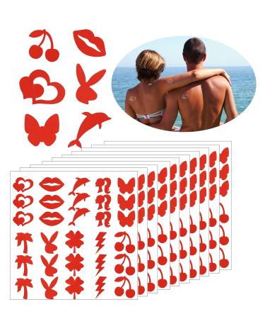 300 Pieces Tanning Stickers for Body Self Adhesive Tanning Sunbathing Stickers Self Adhesive Sunbathing Stickers for Adults and Children No Skin Irritation Tanning Salon Supplies (10 Styles)