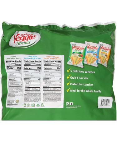 Sensible Portions Veggie Straws Variety Pack - Sea Salt, Zesty Ranch, Cheddar Cheese - 0.75 Oz (12 Pack) - Buy Online on GoSupps.com
