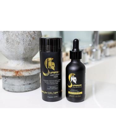 Hair Building Fibers + Hair Growth Oil with 5% Minoxidil Biotin Collagen - Thinning & Hair Loss Treatment - Medium Brown - Buy Online on GoSupps.com