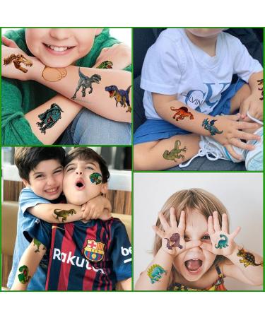 Tazimi 88 Sheet 3D Dinosaur Temporary Tattoos for Kids - T-Rex Tattoo Sticker Party Decoration - Buy Online on GoSupps.com