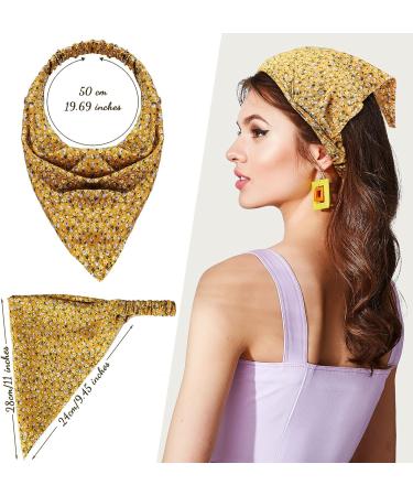 30 Pcs Floral Chiffon Elastic Hair Bandanas for Women | Boho Triangle Head Scarf Set | Plaid Dots Printed Headbands and Hair Accessories - Buy Online on GoSupps.com