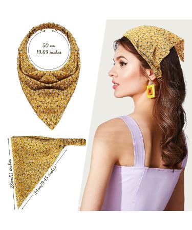 WILLBOND 20 Pcs Elastic Hair Bandanas - Floral, Solid, Plaid, Dot Headbands for Women and Girls - Chiffon Triangle Scarf Hair Accessories - Buy Online on GoSupps.com