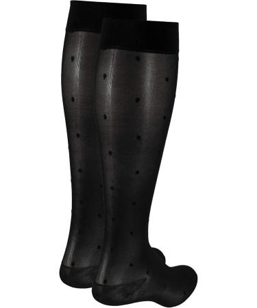 Truform Sheer Compression Stockings for Women - 15-20 mmHg Knee High Black Dot Pattern Large - Pack of 2 - Buy Online on GoSupps.com