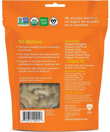 Riley's Organics Dog Treats - Small Bone Pumpkin & Coconut 5 oz | Healthy Natural Snacks - Buy Online on GoSupps.com