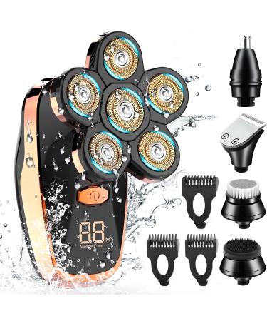 Head Shavers for Bald Men, CHLANT 5-in-1 Electric Shaver for Men Wet and Dry Electric Razor Waterproof Cordless Rechargeable, Multifunctional Shaving Machine Grooming Kit Nose Ear Hair Beard Trimmer 6D