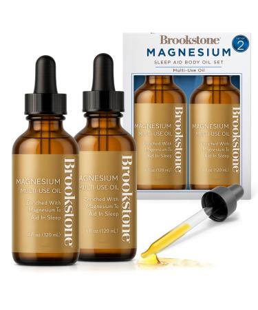 Brookstone Magnesium Oil Body Oil Set Multi-Use Magnesium Body Oil 2 Pack 4 fl oz Total 8 fl oz