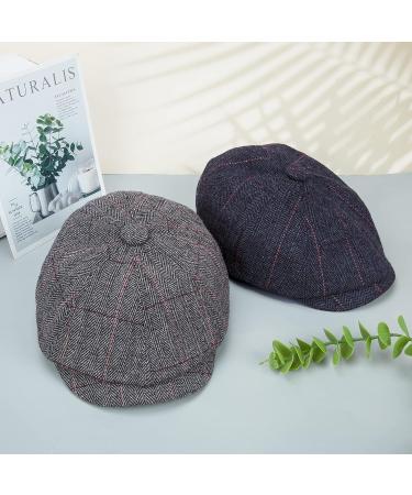 2 Pack Men's Classic Wool Blend Newsboy Hats - Black/Grey - Buy Online on GoSupps.com