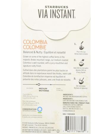 Starbucks VIA Instant Colombia (Pack of 12) Colombia 96 count Colombia Colombia Medium Roast 3.3 g (Pack of 96) - Buy Online on GoSupps.com