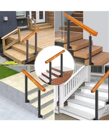 Railings Outdoor Stair Railing Metal Wrought Iron Handrails Fit 1-4 Step Transitional Hand Railings for Garden Porch Safety Hand Rail Support Rod/90Cm/H 90Cm 100cm H 95Cm - Buy Online on GoSupps.com
