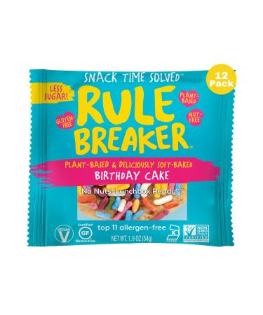 Rule Breaker Snacks Birthday Cake | Vegan Gluten-Free Nut-Free Top 11 Allergen-Free | Great for School Office | Pack of 12 Birthday Cake Blondie 1.9 Ounce (Pack of 12) - Buy Online on GoSupps.com
