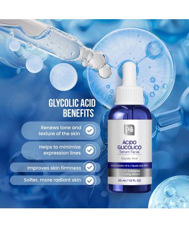 Pili Glycolic Acid 10% Concentration - | Skin Brightening Smoothing Exfoliating Serum | with AHA for Collagen and cell renewal Boost | 1 fl. oz bottle - Buy Online on GoSupps.com