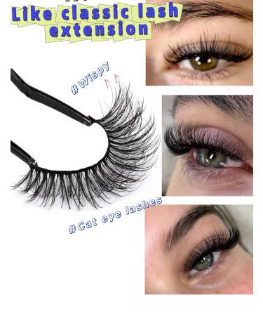 Goddenus I-Spiky Natural Mink Fluffy Wispy Cat Eye Lashes 16mm - 7 Pairs CC Curl Flat Short Strip Eyelashes for Extension-Like Look - Buy Online on GoSupps.com