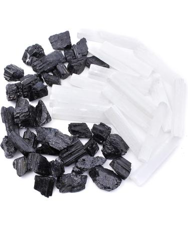 DANCING BEAR Black Tourmaline & Selenite Combo Pack - 1 LB Each | Healing Crystals for Good Vibes | Cleansing Energy | Made in USA - Buy Online on GoSupps.com