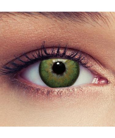 Design lenses green colored contact lenses with strength for a natural effect 1 pair (2st) monthly lenses suitable for dark eyes + free container -2.25 "dimension green" -2.25 green
