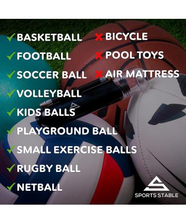 Sports Stable Dual Action Ball Pump with 5 Needles & Adaptor - Black | For Football, Basketball, Soccerball, Volleyball & More - Buy Online on GoSupps.com