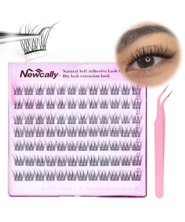 Self Adhesive Lashes Clusters Natural Look Lash Extension Reusable Self Adhesive Eyelashes No Glue Individual Lashes C Curl Eyelash Clusters Faux Mink Lashes by Newcally Lashes-A