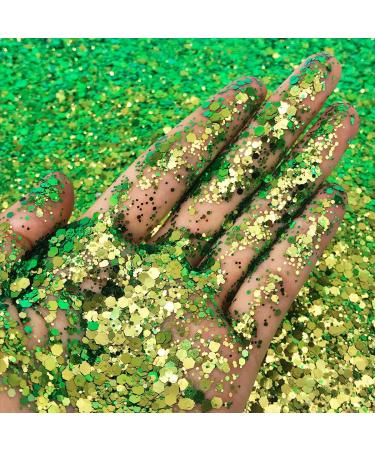 Color Shift Chunky Glitter for Festival Rave Makeup - Green/Gold - Buy Online on GoSupps.com