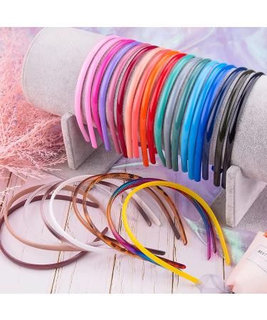 Duufin 30-Piece Colorful Plastic Headbands for Girls and Women - Thin Plain Headbands with Teeth - 0.8cm Width - Multicolored - Buy Online on GoSupps.com