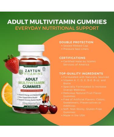 Zaytun Vitamins Halal Adult Multivitamin Gummies for Men Women Complete Everyday Nutritional Support with Biotin Vegan Natural Fruit Flavors Non-GMO Made in USA - Halal Vitamins - Buy Online on GoSupps.com
