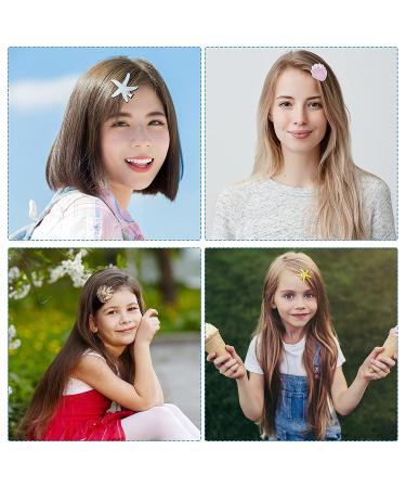 12-Piece Shell Pearl Starfish Hair Clip Set - Acrylic Resin Beach Wedding Accessories (Chic Blue & Elegant Style) - Buy Online on GoSupps.com