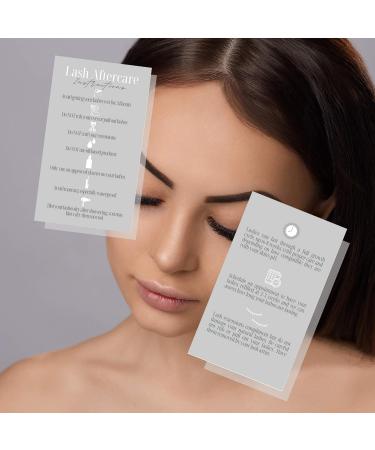 Lash Extension Aftercare Cards | 50 Pack | Double Sided | 3.5x2 inches | Gray & White Design | After Care Instructions for 2-3 Week Fillers - Buy Online on GoSupps.com