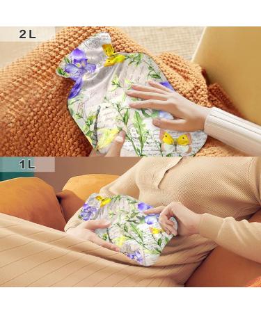 BPA-Free Hot Water Bottle with Cover - Wildflowers & Grasses Design 2L Large Hot Water Bag for Pain Relief from Cramps | International Shipping Available - Buy Online on GoSupps.com