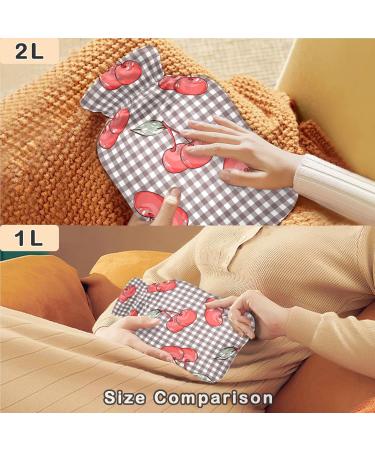 Naanle Plaid Cherry Hot Water Bottle - 1L Transparent Heat Bottle for Hand Warmer & Pain Relief Therapy - Ideal for Cold & Hot Treatment - Buy Online on GoSupps.com