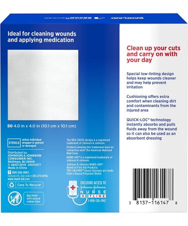 Band Aid Tru-Absorb Gauze Sponges 4 x 4 - 100 Count (2 Packs) - Buy Online on GoSupps.com