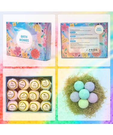 Bath Bombs  12pcs Spa Set Shower Bombs Rich in Natural Essential Oils  Sea Salt Skin Care Women's Gift for Valentine's Day  Mother's Day  Birthday  Thanksgiving  Christmas