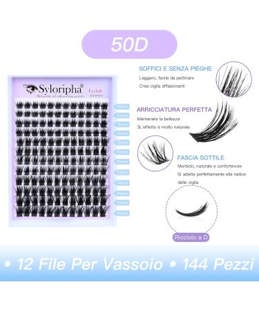 Syloripha Cluster Lashes Individual Lashes D Curl Professional Lash Extension DIY False Eyelashes Fluffy Soft (Eyelash Sets 50D) - Buy Online on GoSupps.com