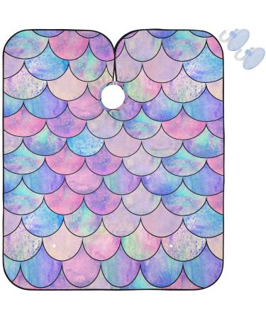 visesunny Barber Cape Magic Mermaid Scale Polyester Hair Cutting Salon Cape Apron Anti-Static Haircut Water-Resistant Shaving Cloth Beard Shaving Bib Hairdressing Cape Multi23 Large