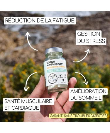 Pack of 3 Magnesium Bisglycinate | 100% Natural and French | Fatigue Stress Sleep Sport + Sea Lettuce + Vitamin B6 + Taurine | 60 Capsules | KOTOR PHARMA laboratory - Buy Online on GoSupps.com