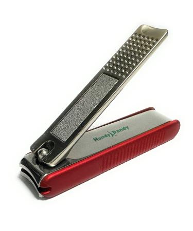 HandyDandy Professional Easy Cleanup Fingernail & Toenail Clippers Set with Nail File Red