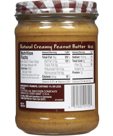 Smucker's Natural Peanut Butter Creamy 16oz by Smucker's Natural - Buy Online on GoSupps.com