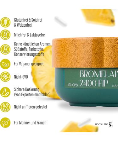 Boos Labs Bromelain 500mg - 2400 FIP - 120 Vegan Capsules - Natural Pineapple Enzyme for Digestive Health - Buy Online on GoSupps.com