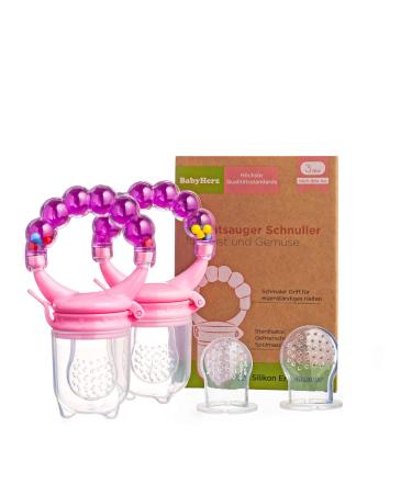 Fruit teat pacifier for fruit and vegetables - suitable from 3 to 6 months and 100% BPA-free for babies (pink) - Buy Online on GoSupps.com