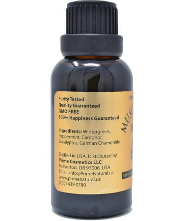 Prime Natural Muscle Relief Essential Oil Blend 30ml | Therapeutic Grade for Aromatherapy & Massage | Relieves Pain Stiffness Backache & Muscle Spasms - Buy Online on GoSupps.com