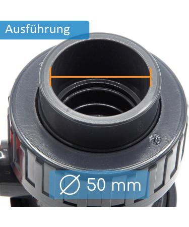 PVC Ball Tap 50mm | 1 1/2 Inch Shut-Off Tap for Adhesive Muffles & Fittings | 2-Way Connector for Pool & Pond Construction | BM_116 50mm - Buy Online on GoSupps.com