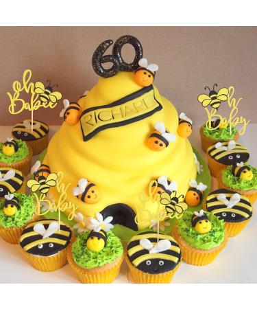 Arthsdite 24Pcs Bumble Bee Cupcake Toppers Oh Babee Cupcake Picks Oh Baby Cupcake Pick Decorations for Bee Theme Baby Shower Kids Baby Shower Birthday Party Decorations Supplies - Gold Black Glitter Bee Oh Baby Cupcake Toppers - Buy Online on GoSupps.com