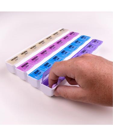 Apex 7-Day Mediplanner Pill Organizer | Weekly Color-Coded Easy-Open | Organize Medications & Vitamins for AM PM Evening & Bedtime International Shipping Available - Buy Online on GoSupps.com