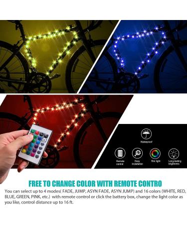 Waybelive LED Bike Frame Lights - Remote Control, 16 Color Change, Waterproof, Super Bright for Night Riding - Perfect Gift for Kids (1 Tire, Multicolor) - Buy Online on GoSupps.com