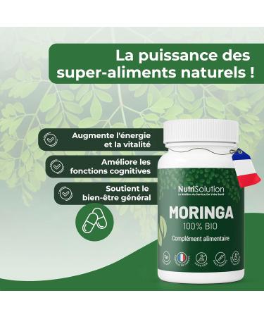 NutriSolution 100% Organic Moringa Capsules - Superfood Rich in Multivitamins and Minerals - Moringa Oleifera Leaf Powder - 90 Vegetable Capsules - Made in France (1) - Buy Online on GoSupps.com