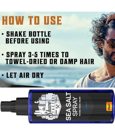 the shave factory Ocean - Sea Salt Spray Salt Water Spray Hair Salt Spray for Hair Volume Spray Texture Spray Hair (3 x 250 ml (8.45 Floz)) - Buy Online on GoSupps.com