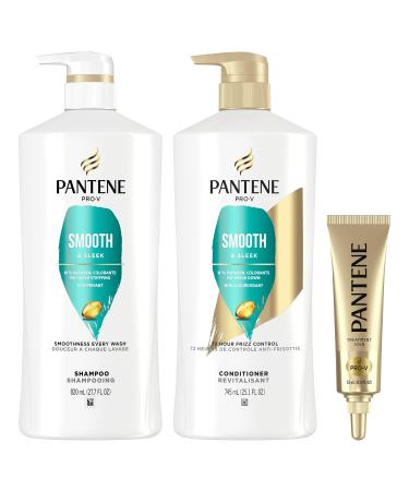 Pantene Shampoo, Conditioner and Hair Treatment Set, Smooth and Sleek for Frizz Control, Safe for Color-Treated Hair - Buy Online on GoSupps.com