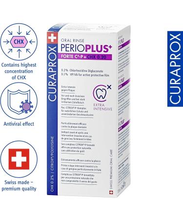 Curaprox Perio Plus Forte Citrix Mouthwash 200ml - Alcohol-Free 0.20% Chlorhexidine Refreshing Taste for Bad Breath & Inflammation - International Shipping Available - Buy Online on GoSupps.com