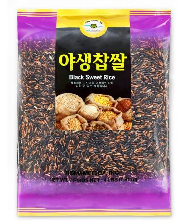 ROM AMERICA Sweet Black Rice Forbidden Rice for Asian Cooking | Sticky Glutinous Korean Purple Rice Whole Grain Medium Grain - Healthy Superfood, Packed with Nutrients -  - 4 Pound (Pack of 1)