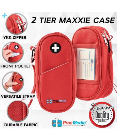 PracMedic Bags 2 Tier Insulin Cooler Travel Case - Red Carry Case for Epipen, Diabetic Supplies, Inhaler, Auvi-Q - First Aid Bag for Diabetes Medication - Buy Online on GoSupps.com