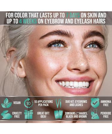 Eyebrow and Lash Kit - Brown & Black | Instant Color | 10 Applications | Vegan 2-in-1 | Perfect for Brow Lamination - Buy Online on GoSupps.com