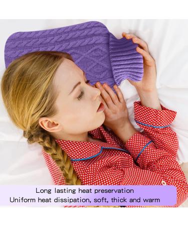 2L Hot Water Bottles with Elegant Knitted Covers for Pain Relief - Purple - Buy Online on GoSupps.com